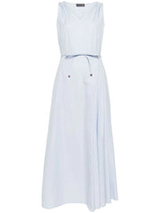 tied-waist cotton midi dress