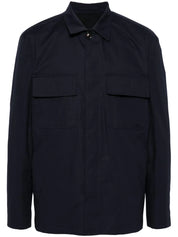 flap-pocket cotton shirt jacket