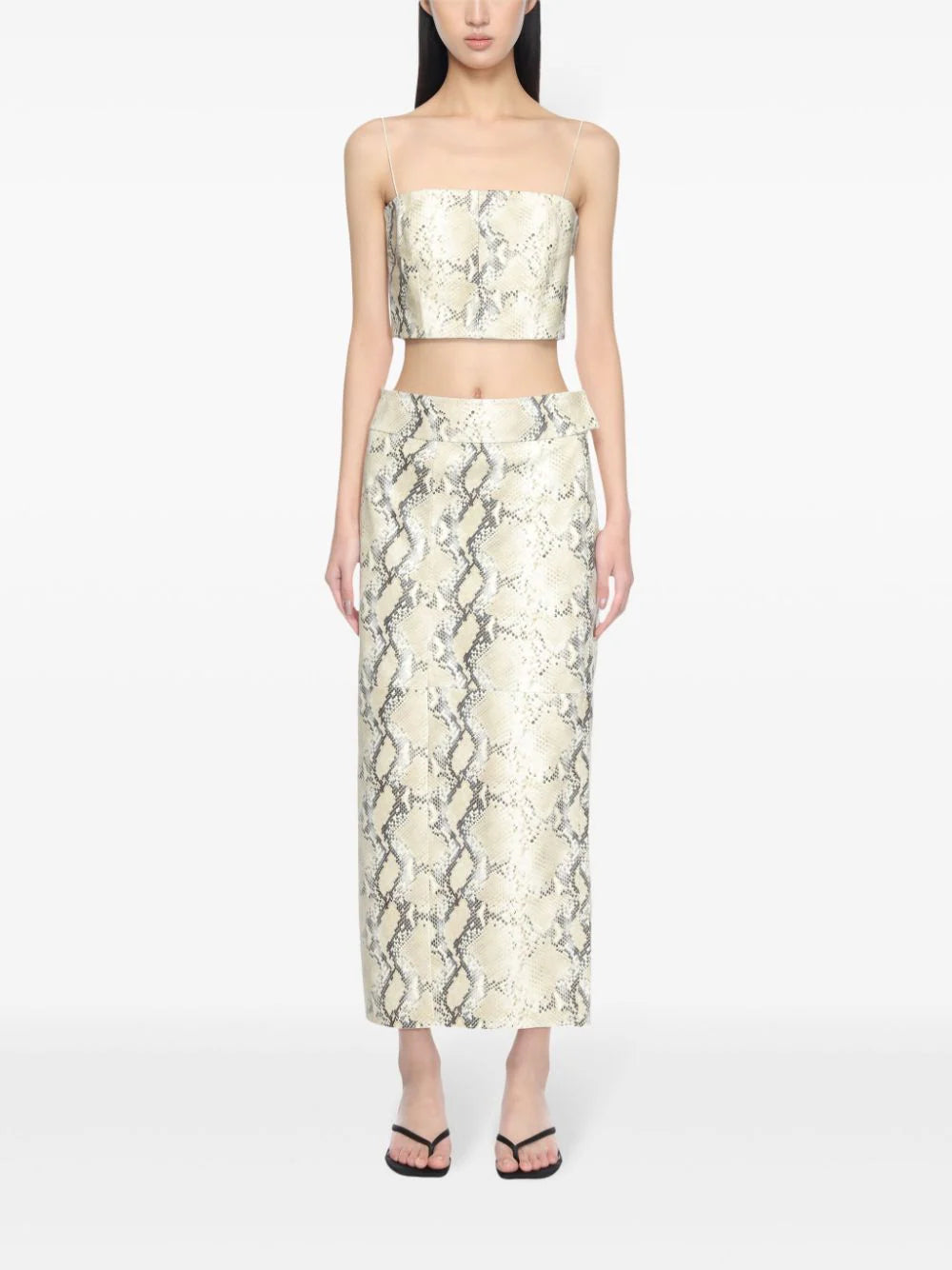 python-effect leather skirt