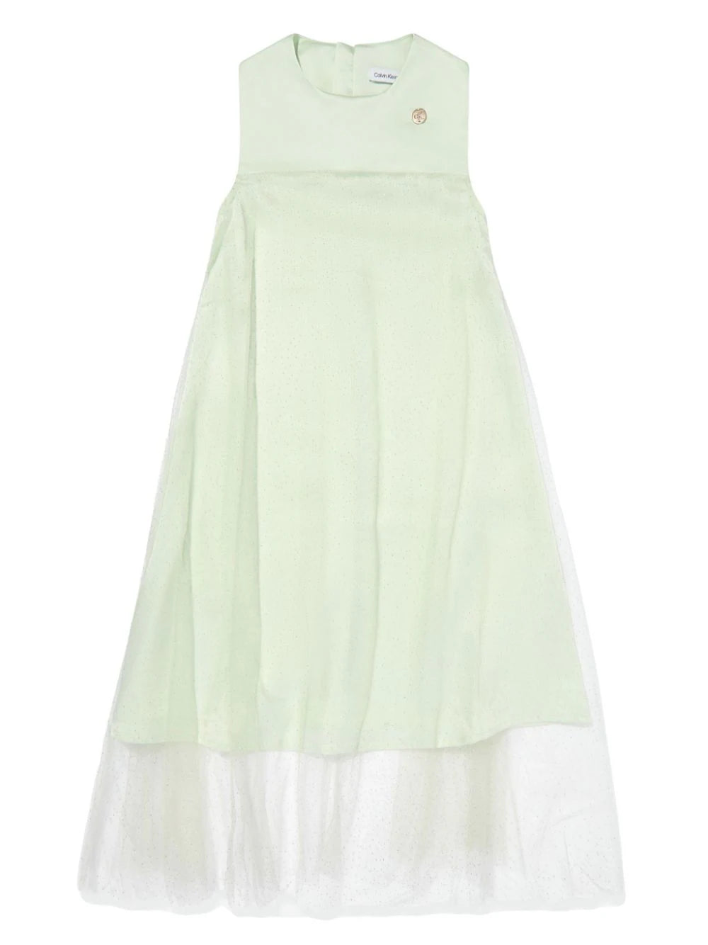 Girls Green Satin & Tulle Sparkle Dress