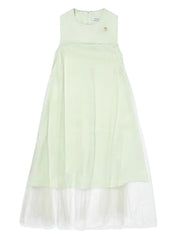 Girls Green Satin & Tulle Sparkle Dress