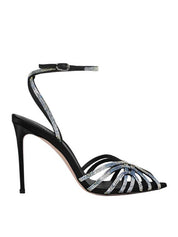 Embrace sandal 110 mm black satin sandal with crystals