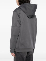 WOVEN TAB ZIP THROUGH HOODIE