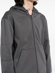 WOVEN TAB ZIP THROUGH HOODIE