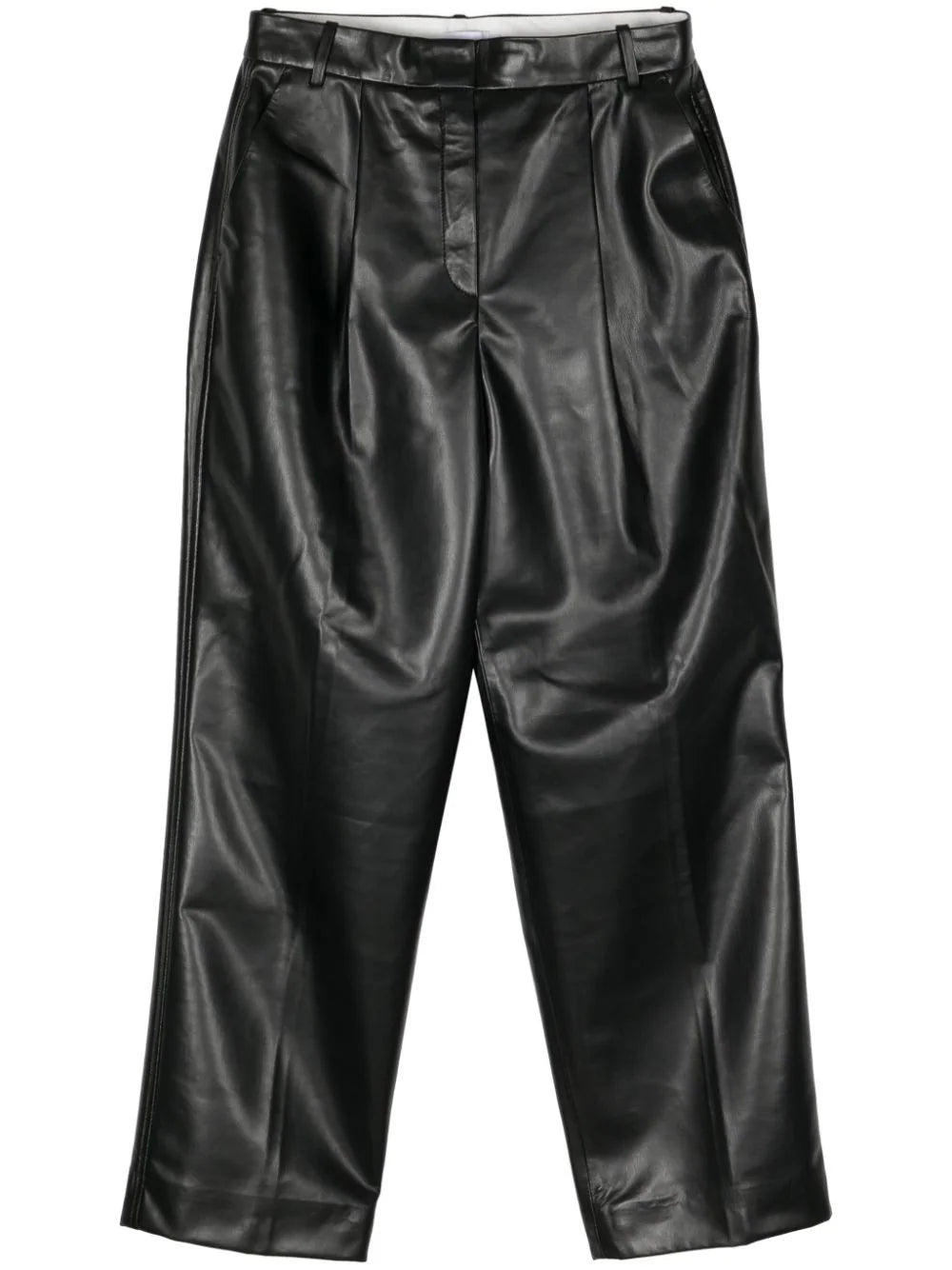 Pleated straight-leg trousers