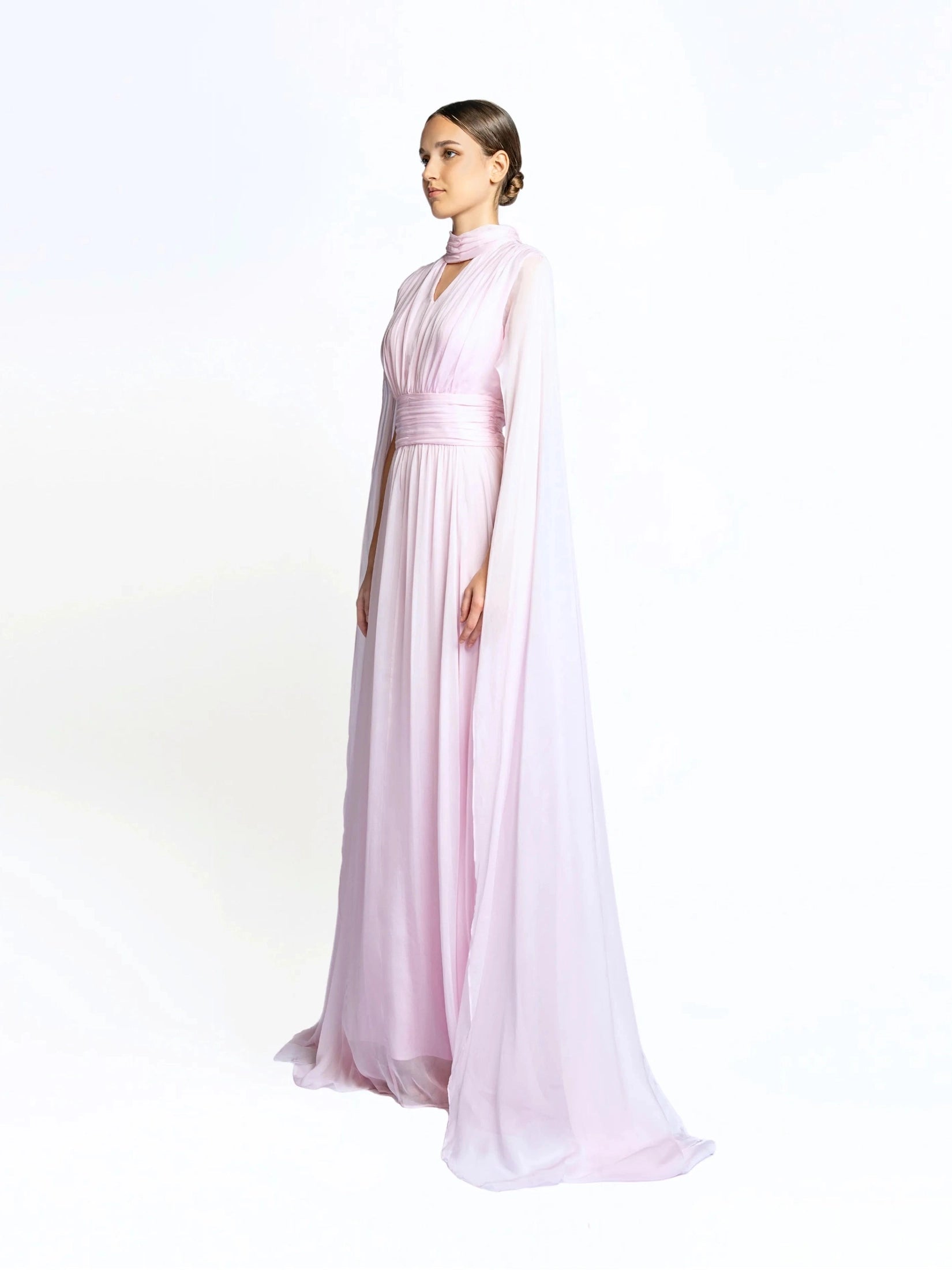 Silk dress with cape