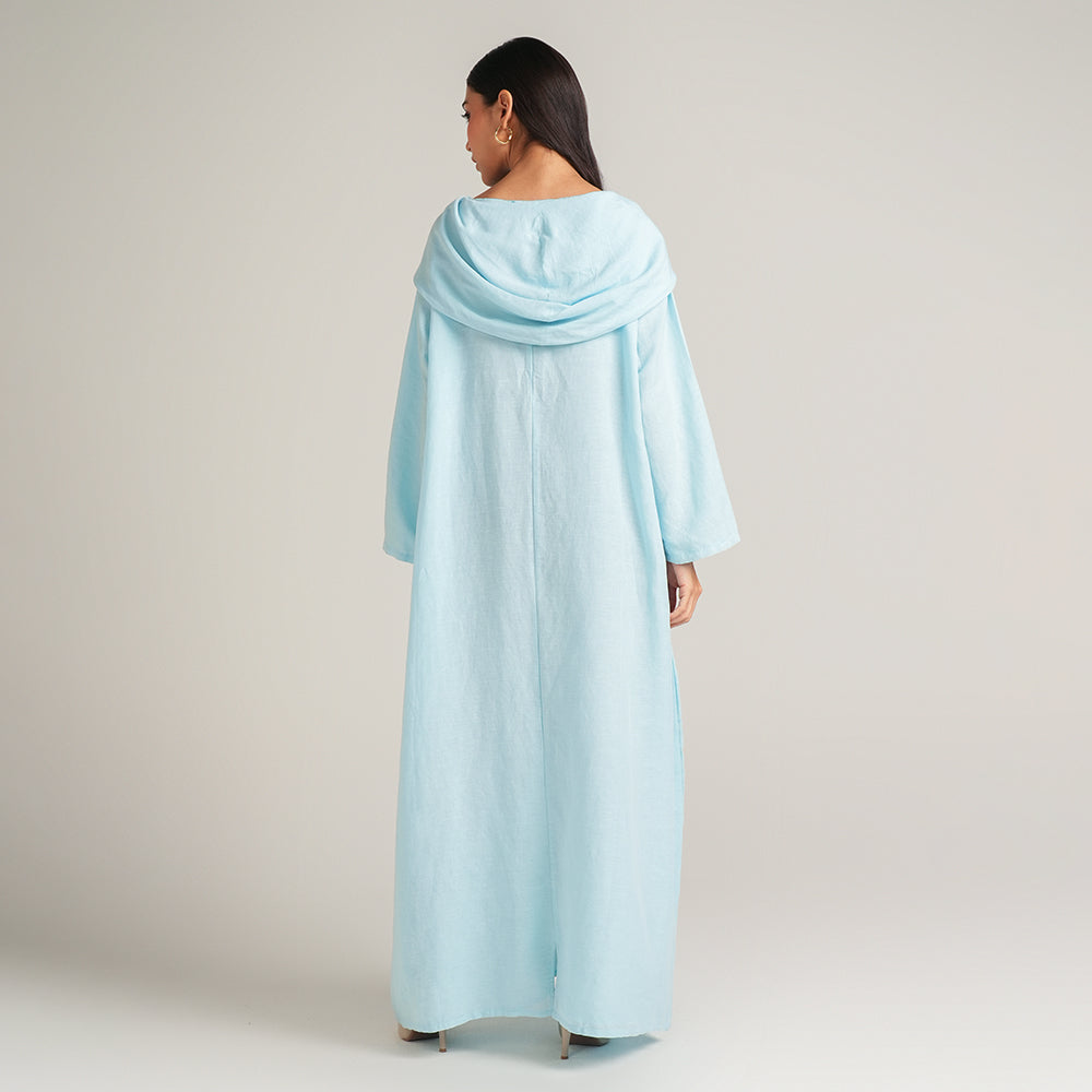 L-BLUE LINEN DRESS