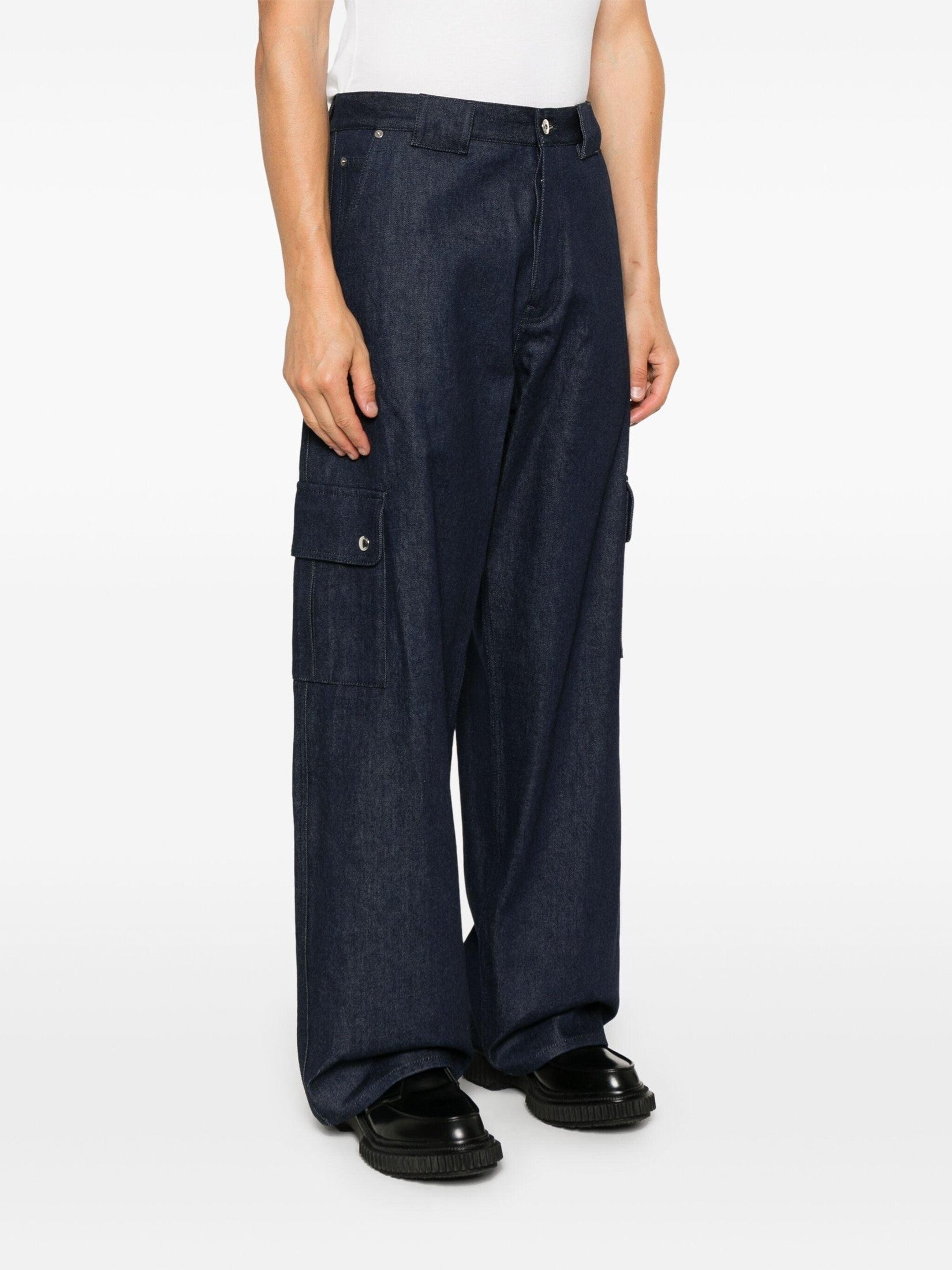 Script raw denim cargo pant raw blue hig