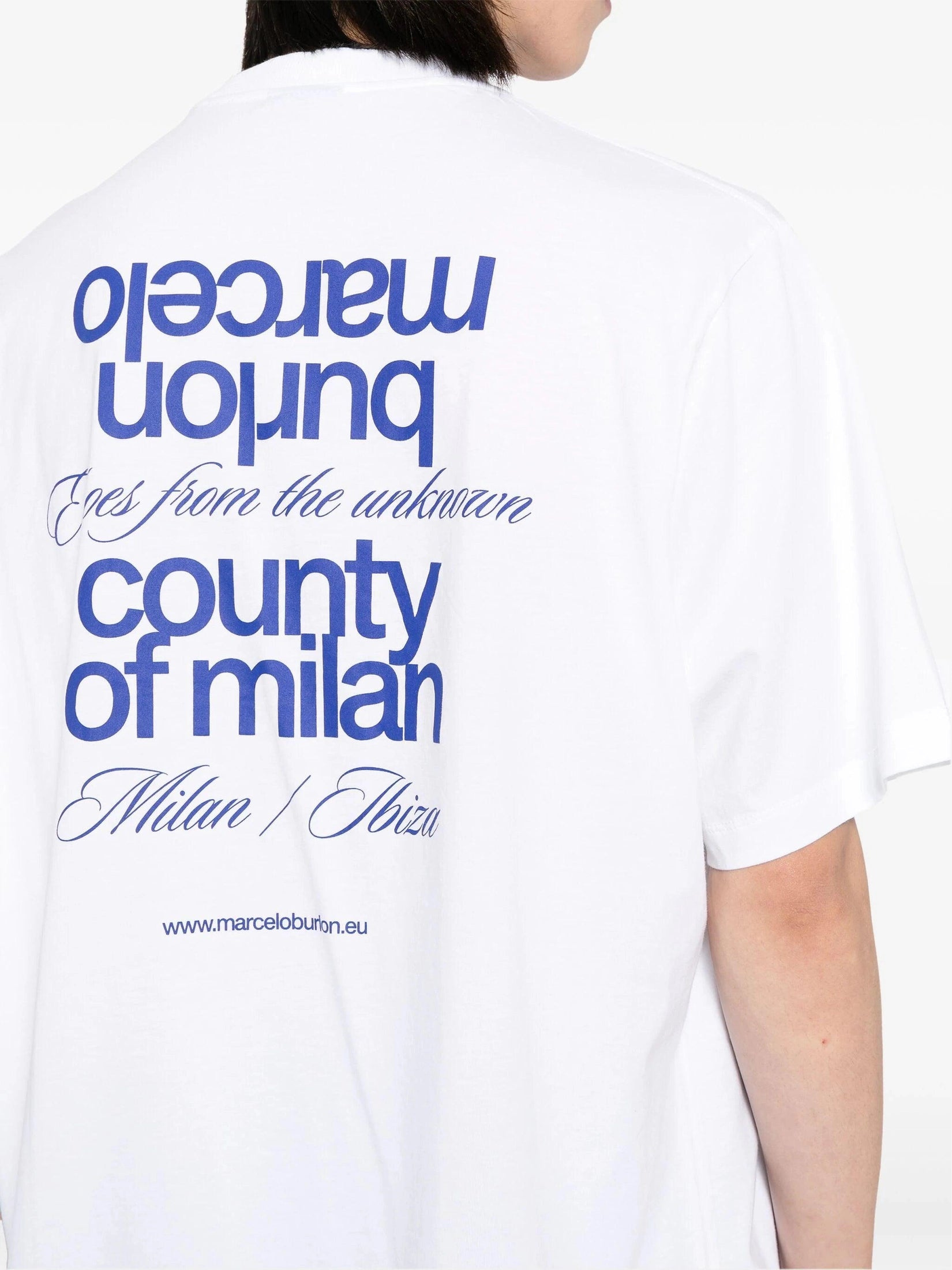 Mbcm slogan over t-shirt white blue