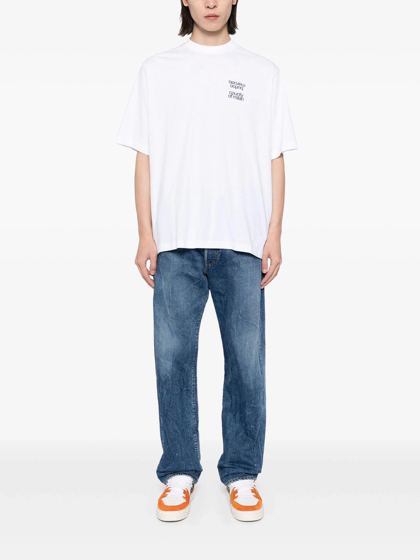 Mbcm slogan over t-shirt white blue