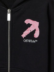 ARROW ACRYLIC HOODIE ZIP BLACK WHITE