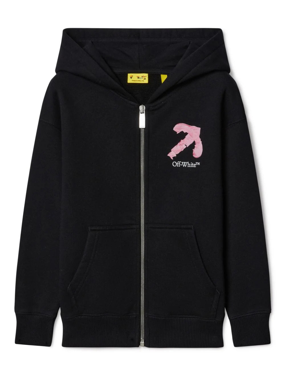 ARROW ACRYLIC HOODIE ZIP BLACK WHITE