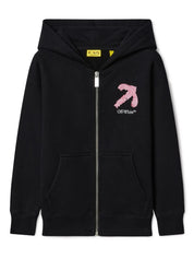 ARROW ACRYLIC HOODIE ZIP BLACK WHITE