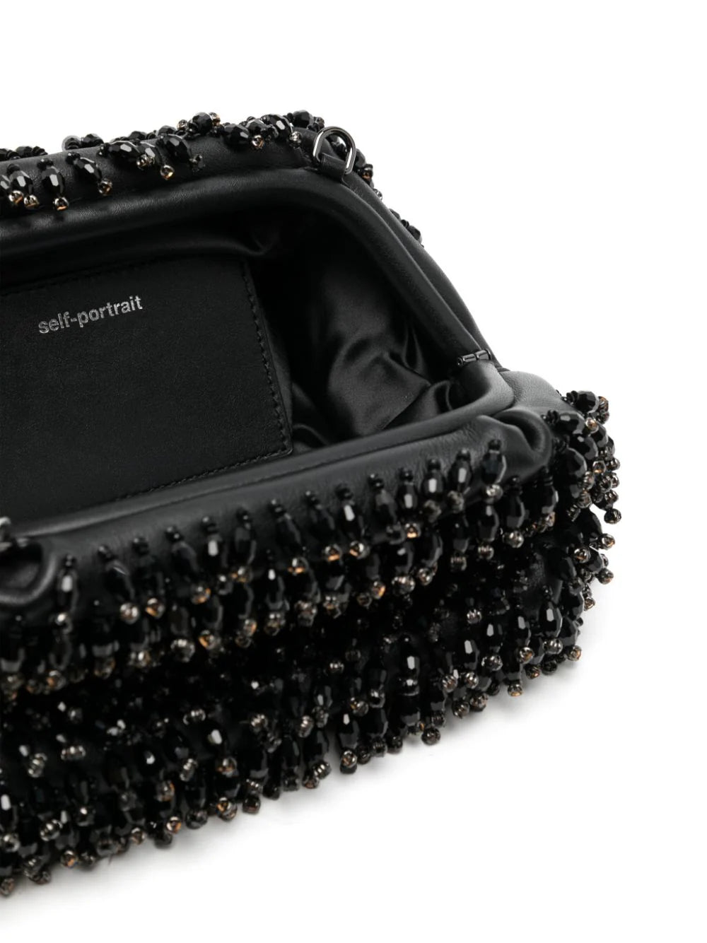 BLACK CRYSTAL EMBROIDERY CLUTCH BAG