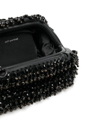 BLACK CRYSTAL EMBROIDERY CLUTCH BAG