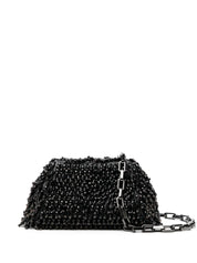 BLACK CRYSTAL EMBROIDERY CLUTCH BAG