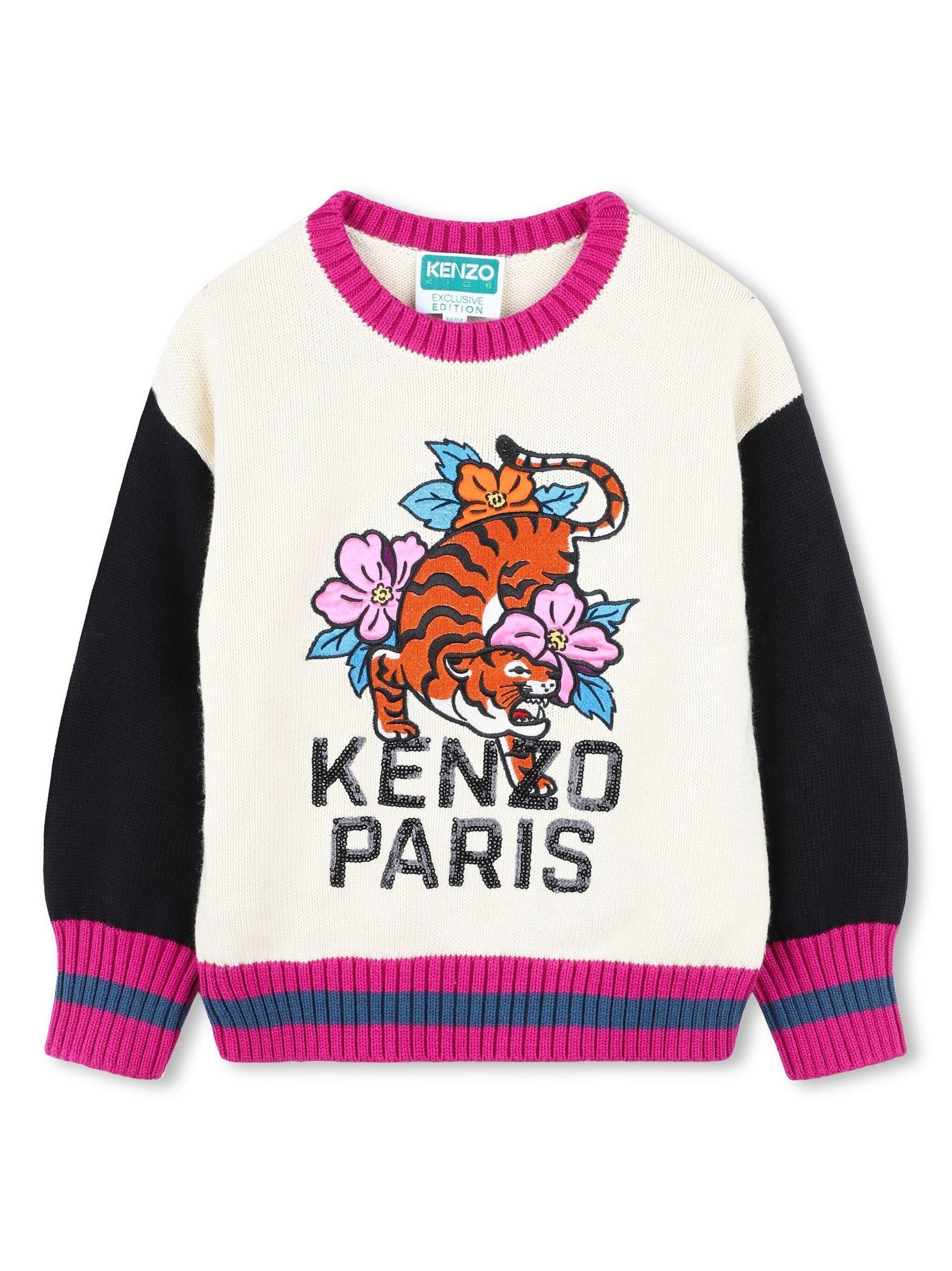 Kenzo kids floral tiger intarsia jumper