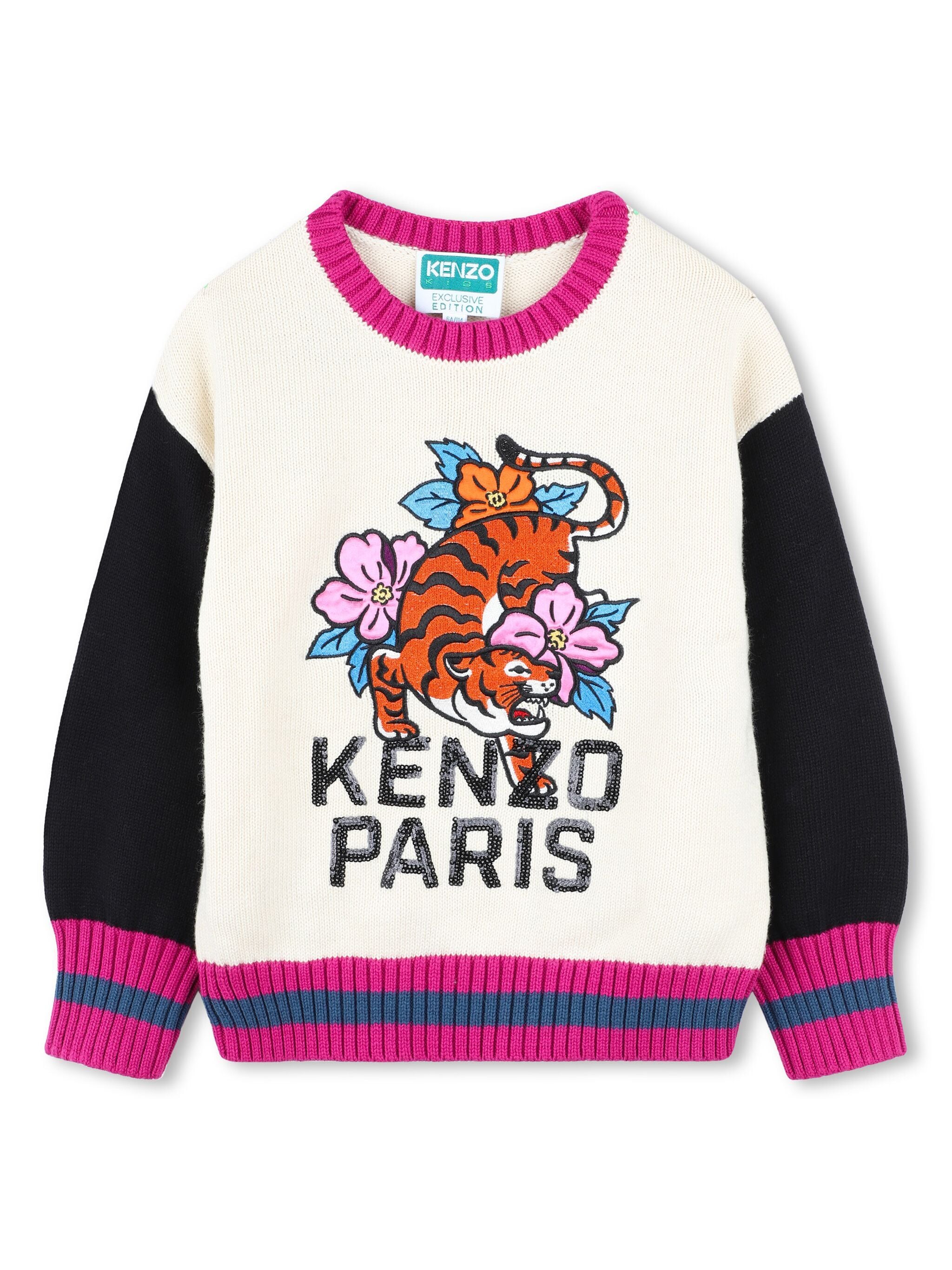 Kenzo Kids floral tiger intarsia jumper