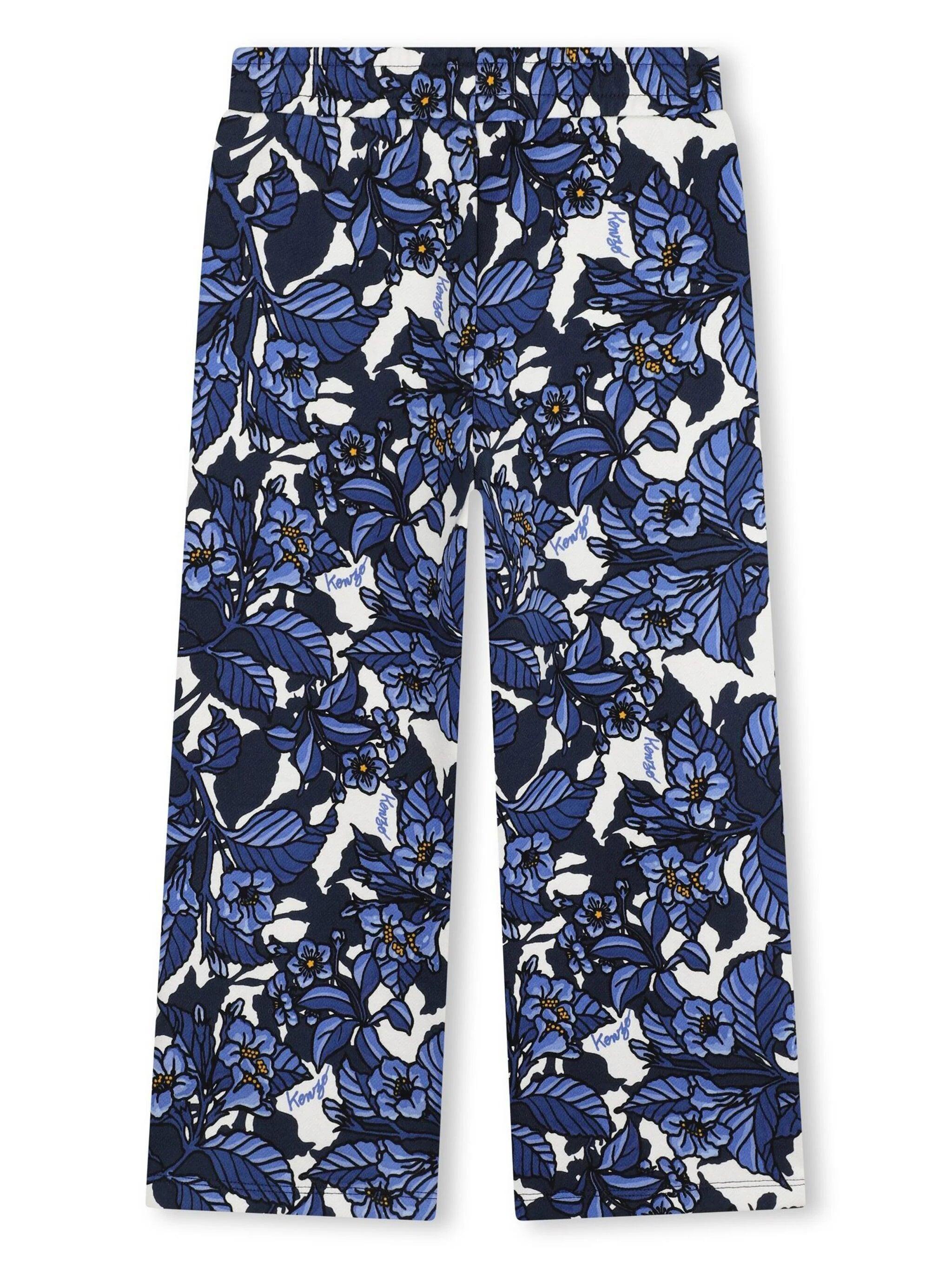 Kenzo Kids all-over print cotton jogging trousers