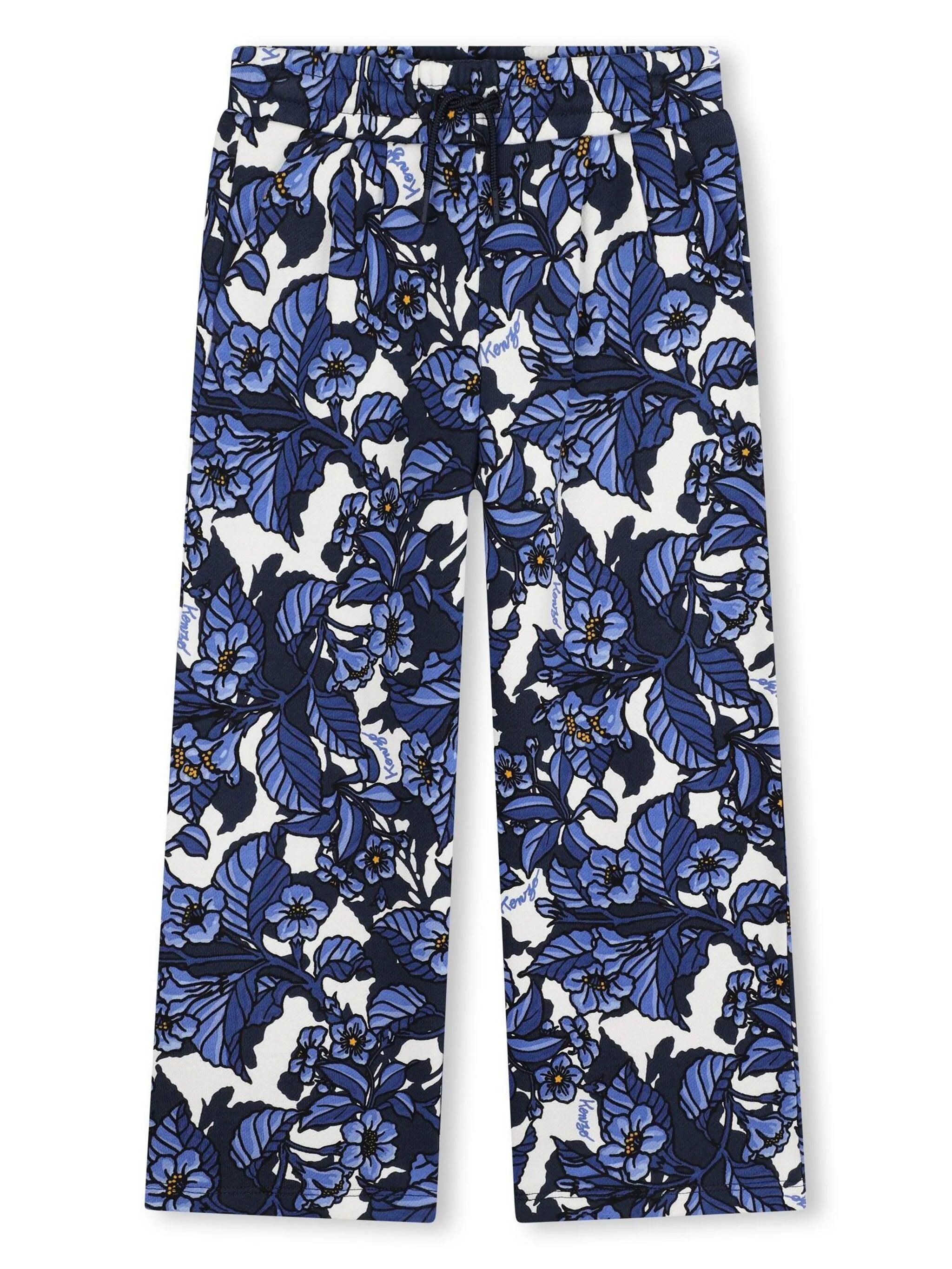 Kenzo Kids all-over print cotton jogging trousers