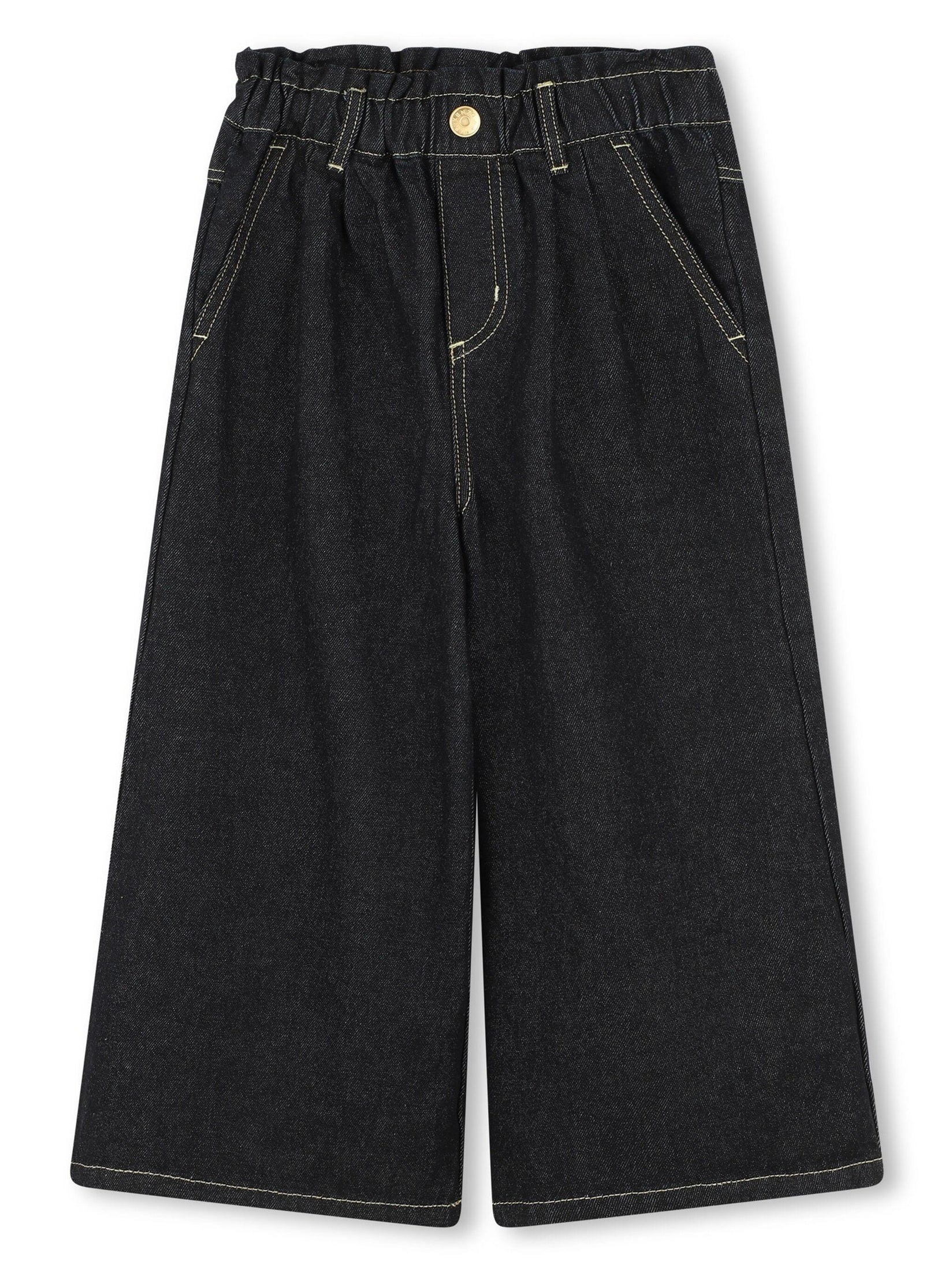 Kenzo kids tiger-embroidered high-rise wide-leg jeans