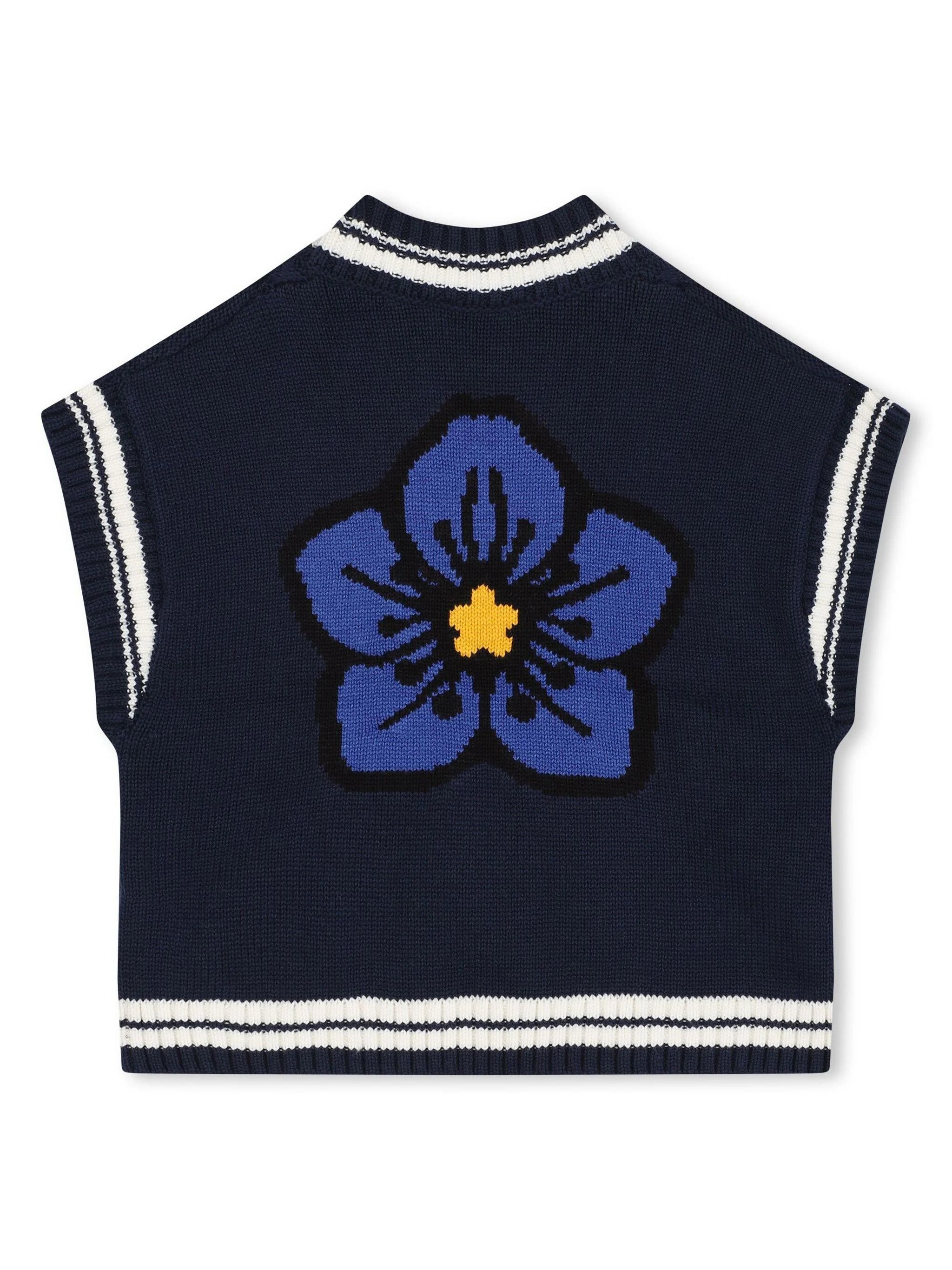 Kenzo Kids poppy intarsia logo patch vest