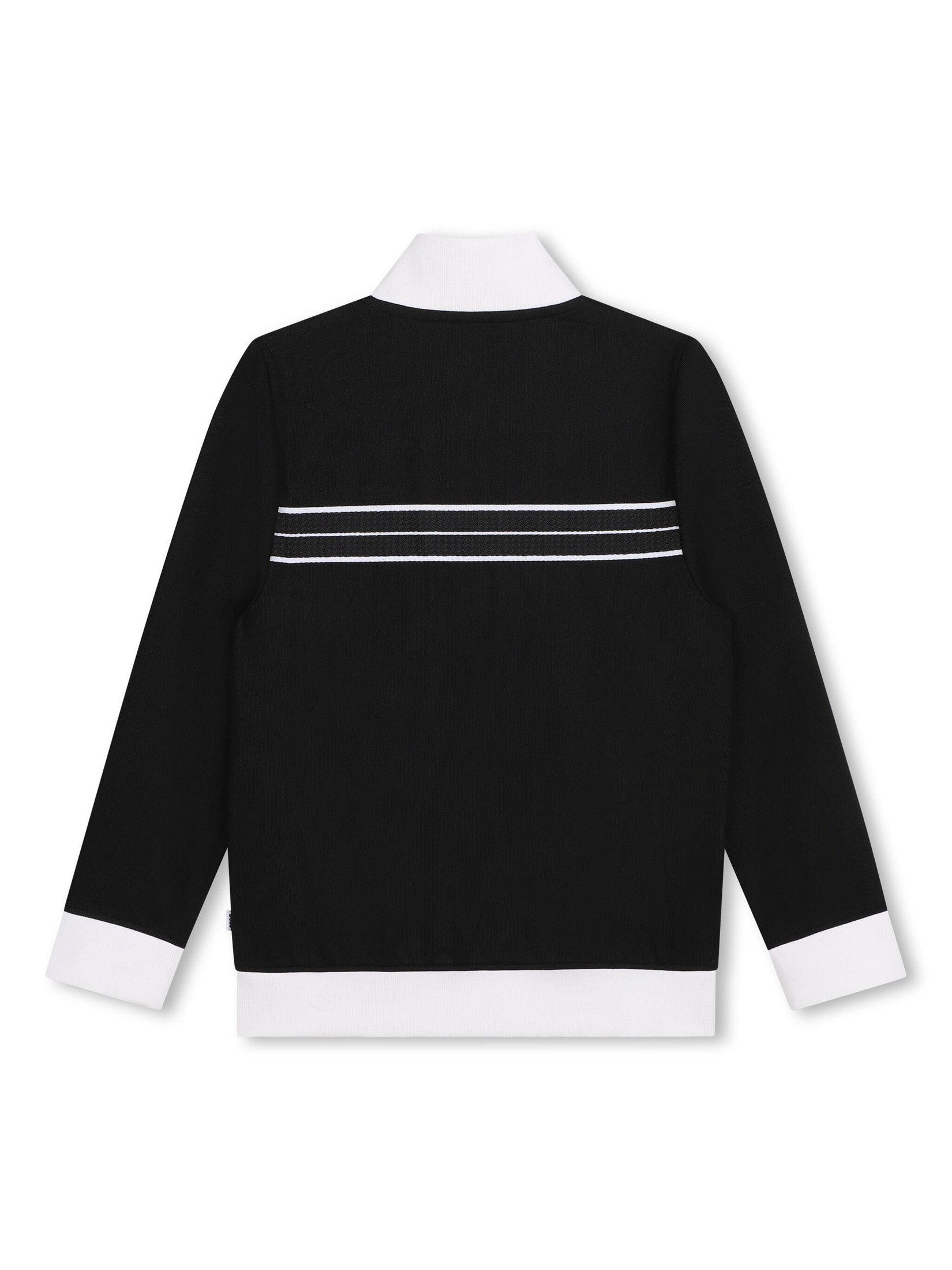 Boss kidswear striped appliqué zipped cardigan