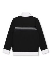 BOSS Kidswear striped appliqué zipped cardigan