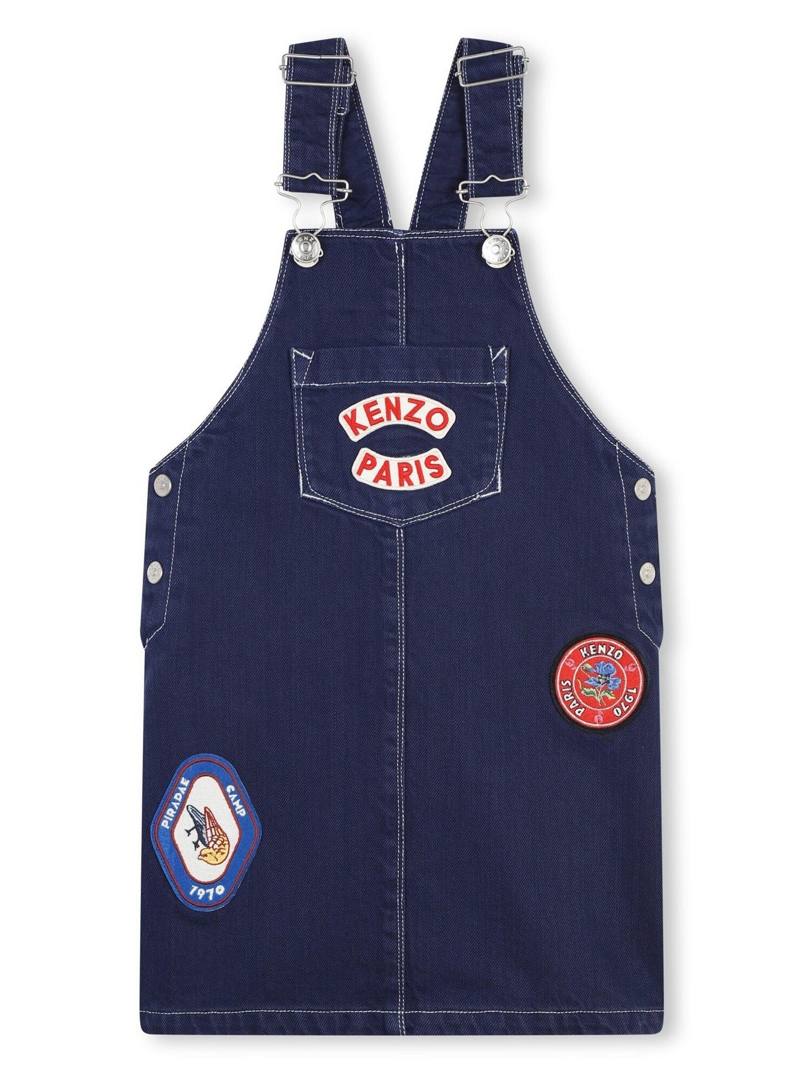 Kenzo kids logo-applqué denim dress