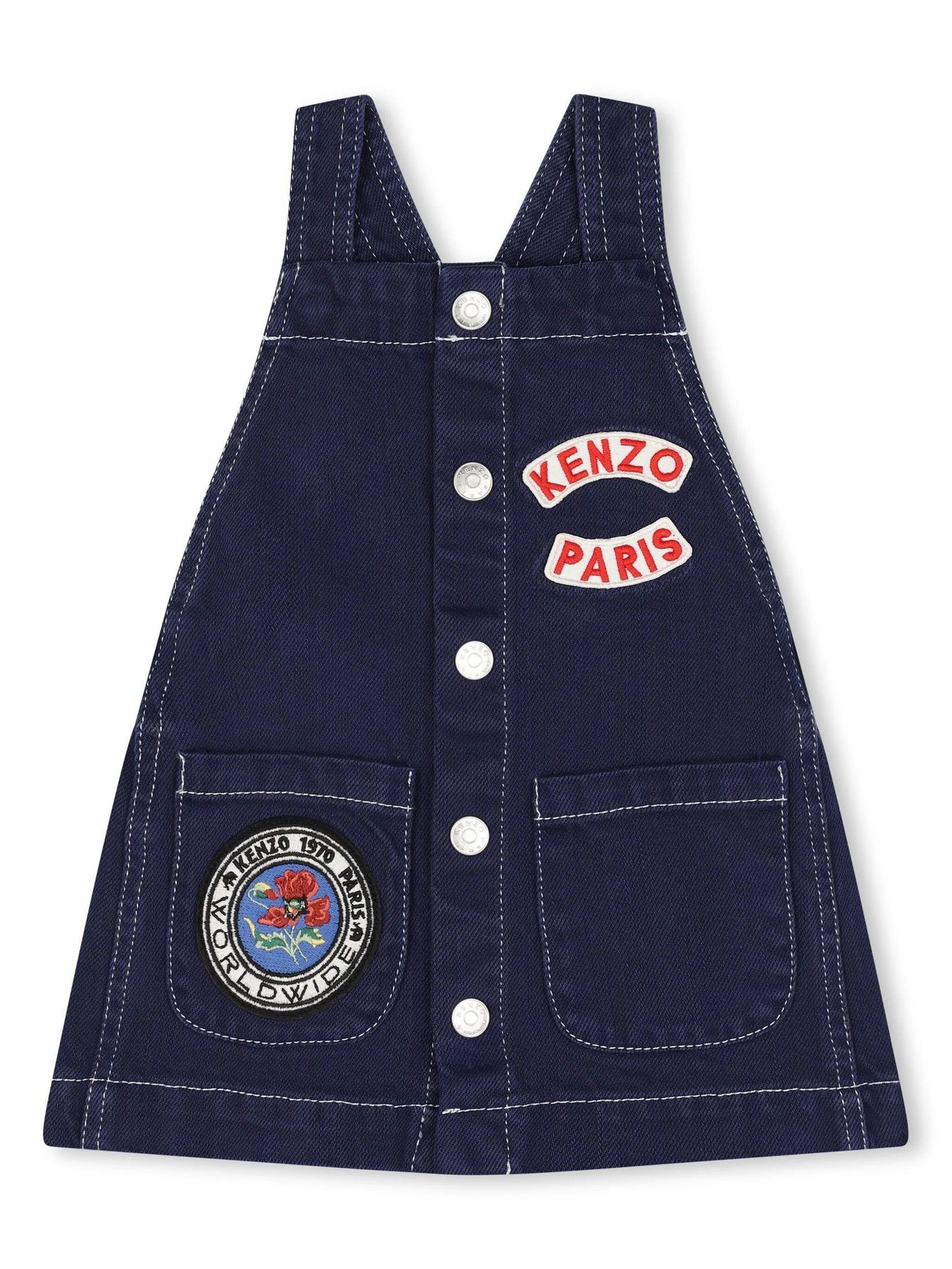 Kenzo Kids logo-appliquéd cotton dungaree dress