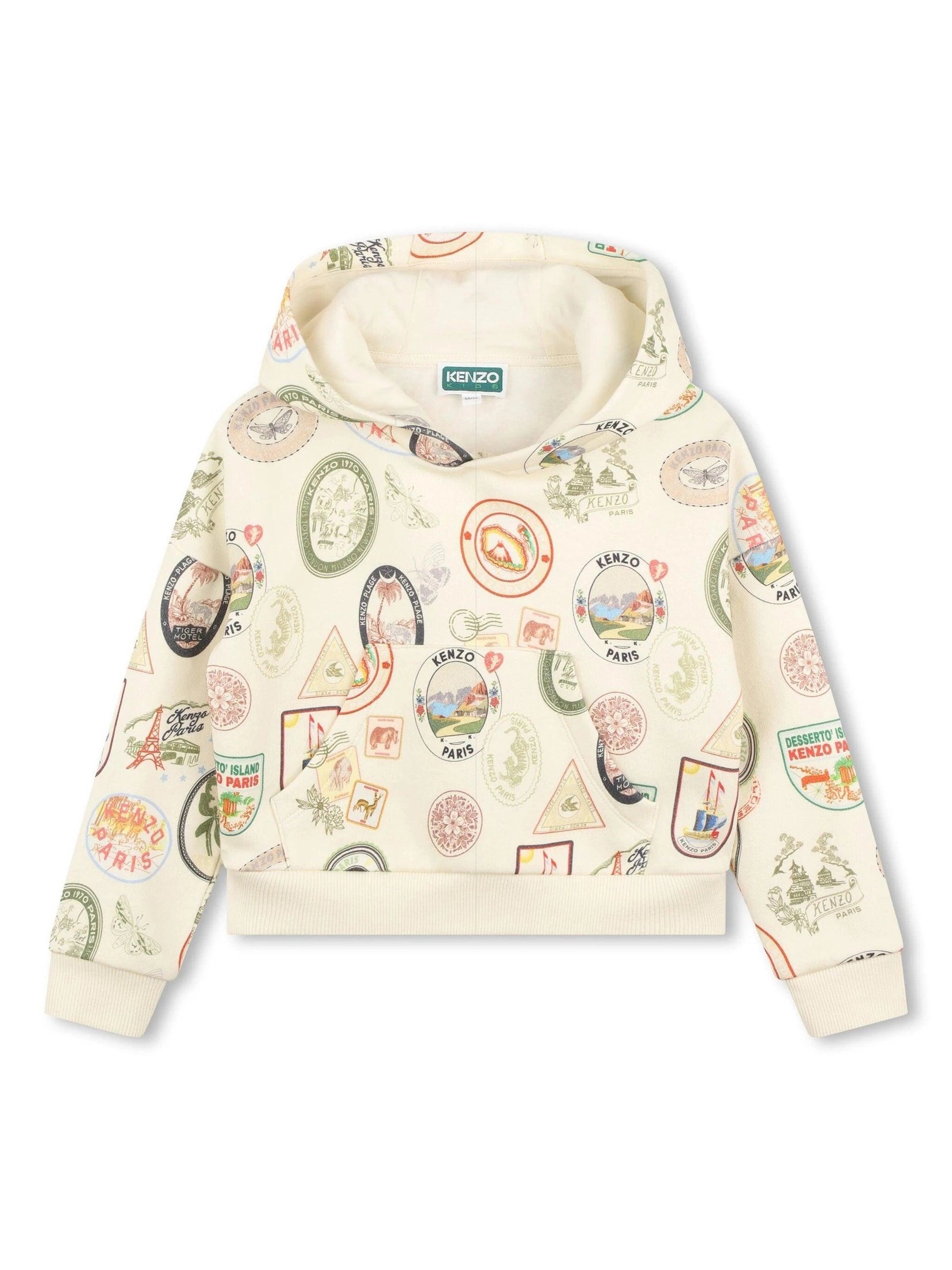 Kenzo kids graphic print cotton hoodie