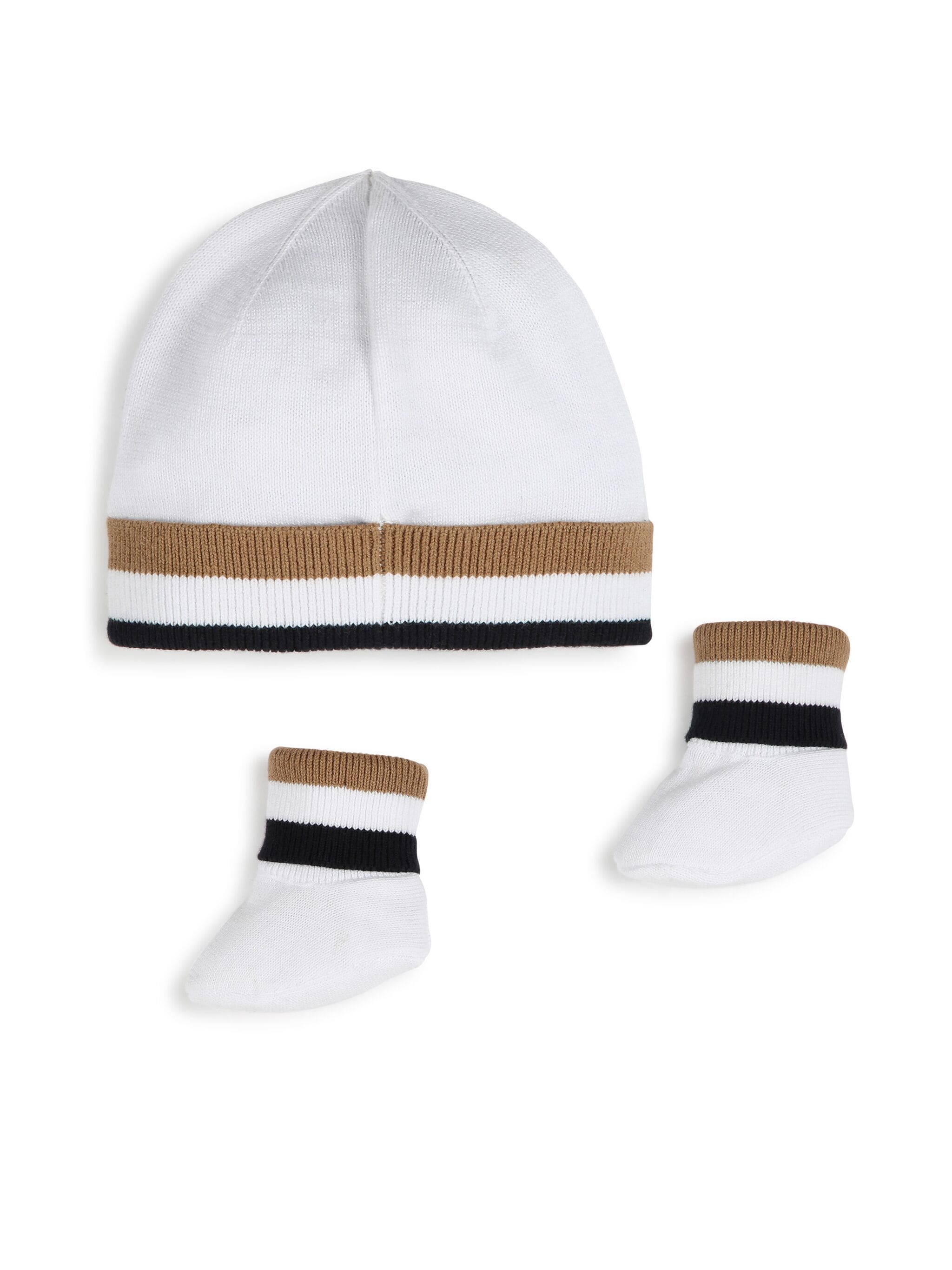 BOSS Kidswear striped fine-knit beanie set