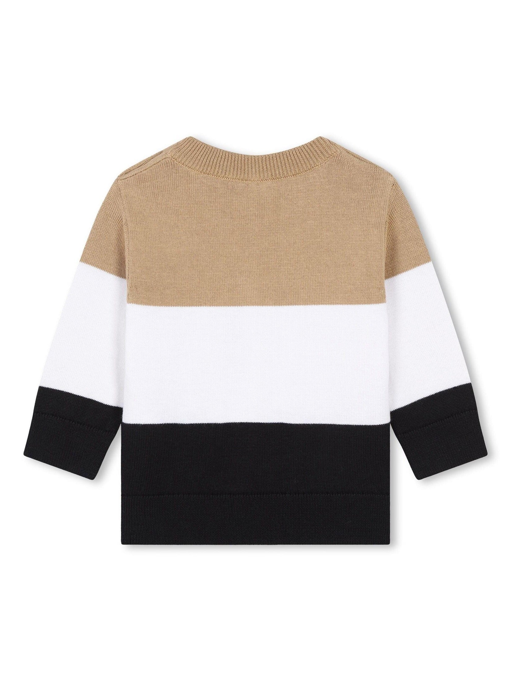 Boss kidswear logo-embroidered colourblock jumper