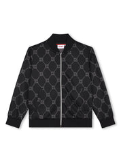 HUGO KIDS monogram-print bomber jacket