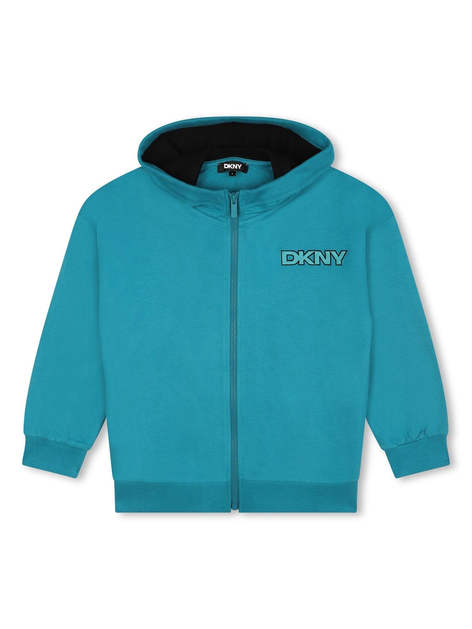 Dkny kids logo-embroidered cotton hooded jacket