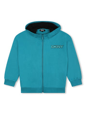 Dkny Kids logo-embroidered cotton hooded jacket