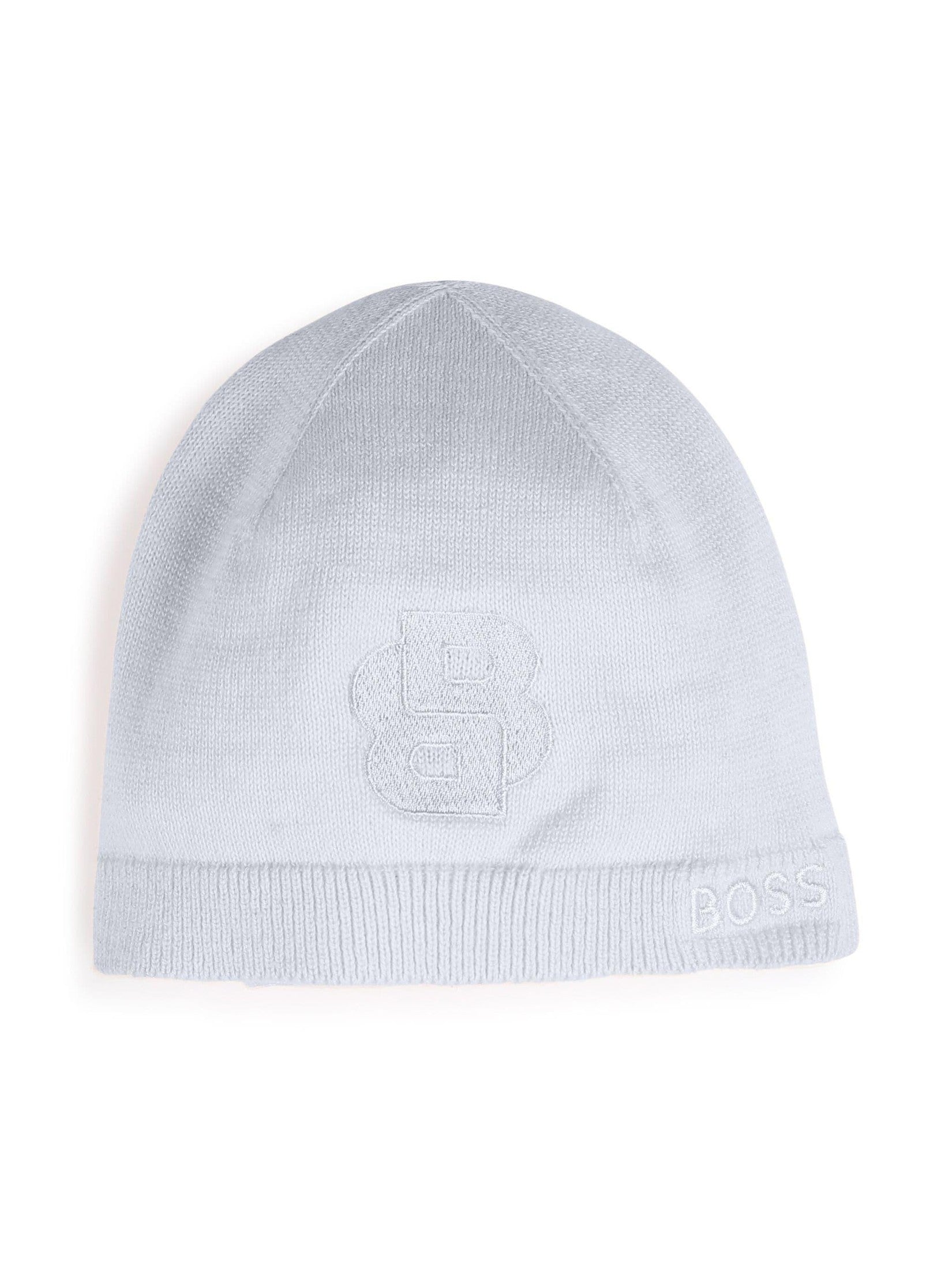 Boss kidswear logo-embroidered cotton beanie and slipper set
