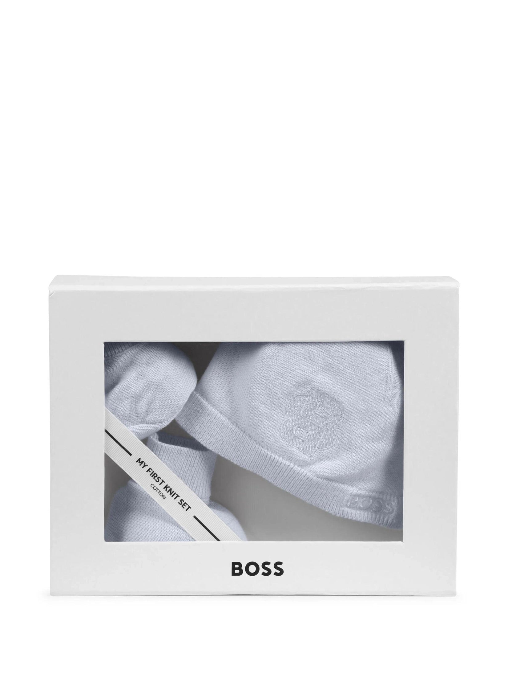 Boss kidswear logo-embroidered cotton beanie and slipper set