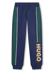 HUGO KIDS panelled logo-print track pants