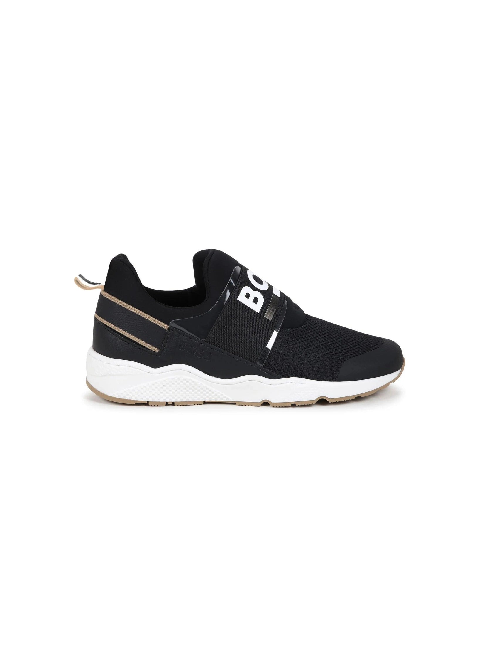 Boss kidswear logo-strap mesh sneakers