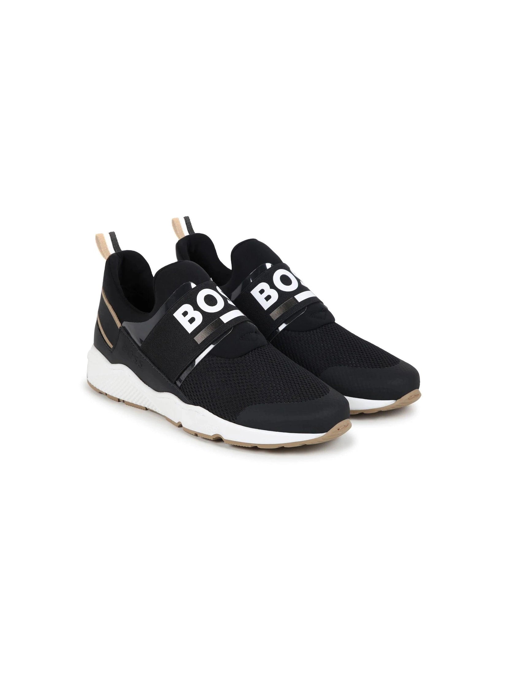 Boss kidswear logo-strap mesh sneakers