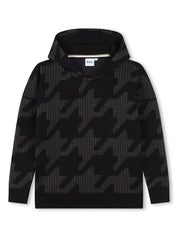 BOSS Kidswear houndstooth-print cotton hoodie