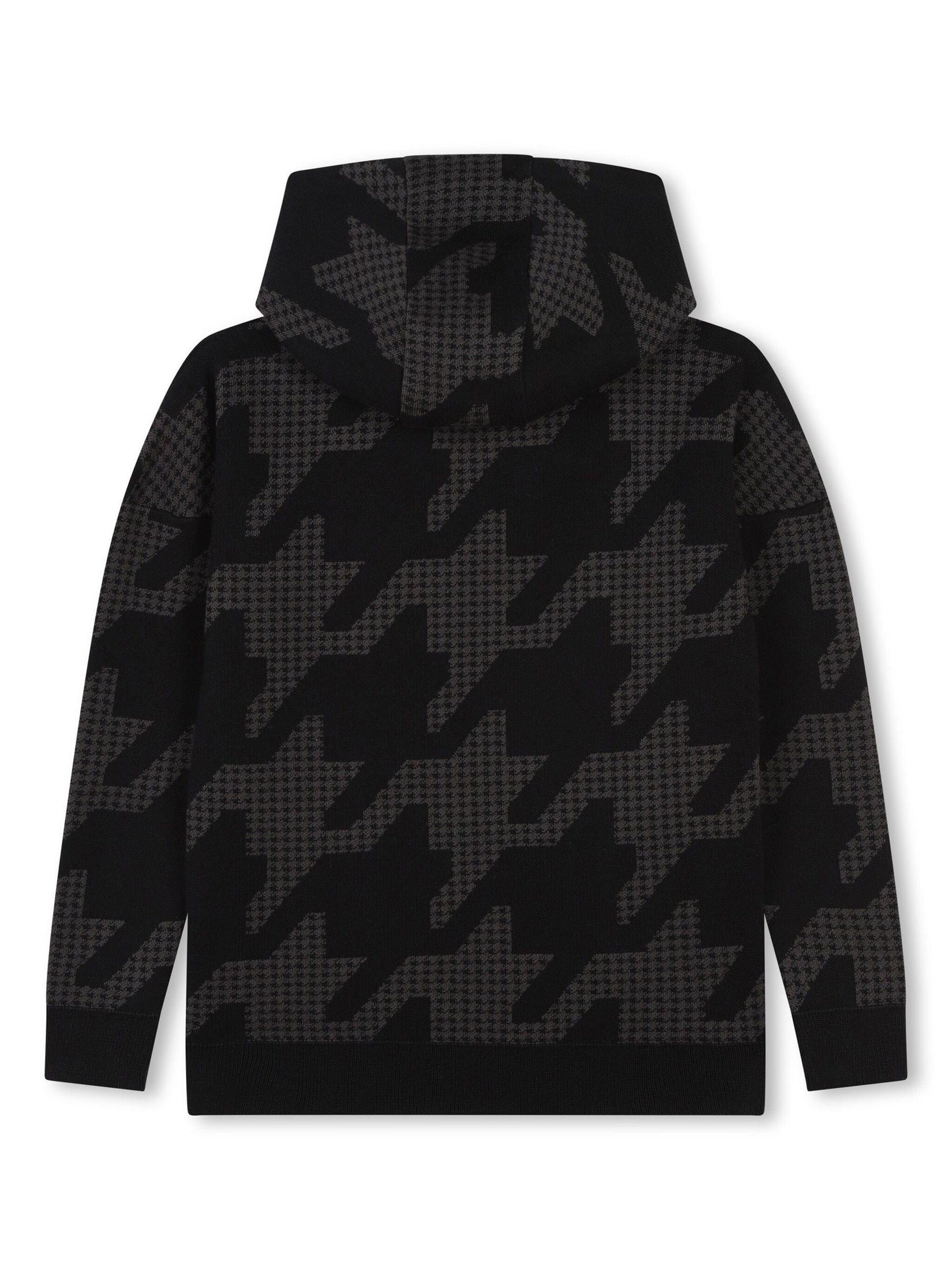 Boss kidswear houndstooth-print cotton hoodie