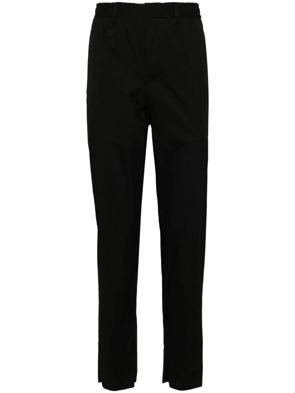 elasticated-waistband straight-leg trousers