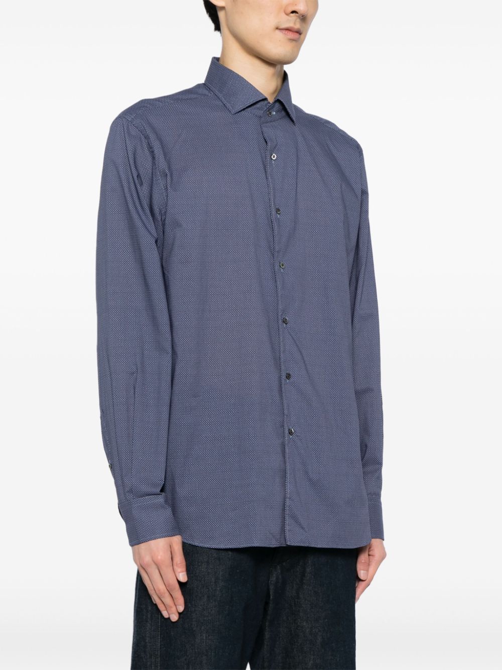 cutaway-collar cotton shirt