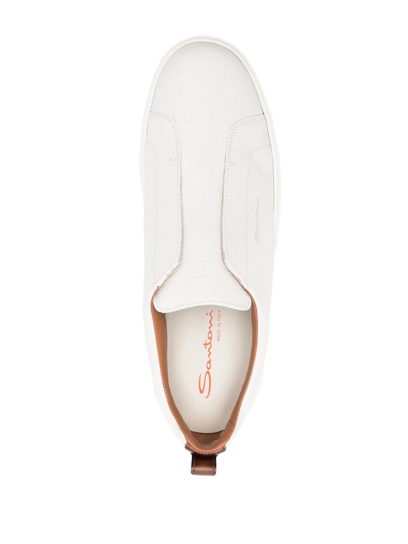 Men's white tumbled leather slip-on sneaker