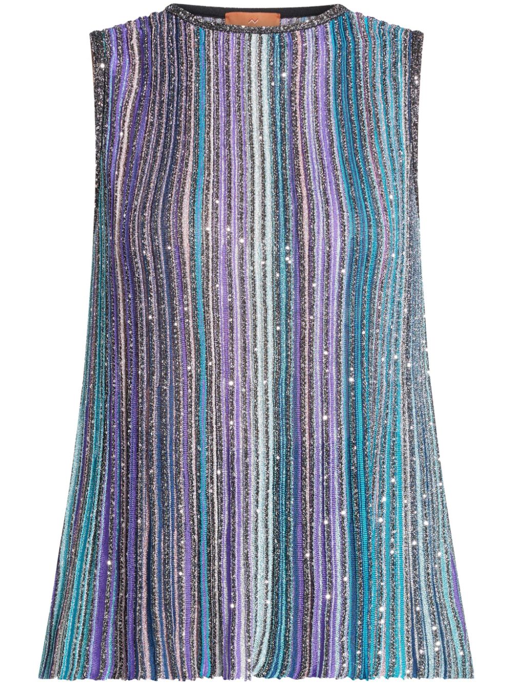 Ribbed ribbed sleeveless top with sequins