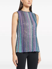 Ribbed ribbed sleeveless top with sequins