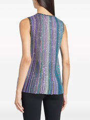 Ribbed ribbed sleeveless top with sequins