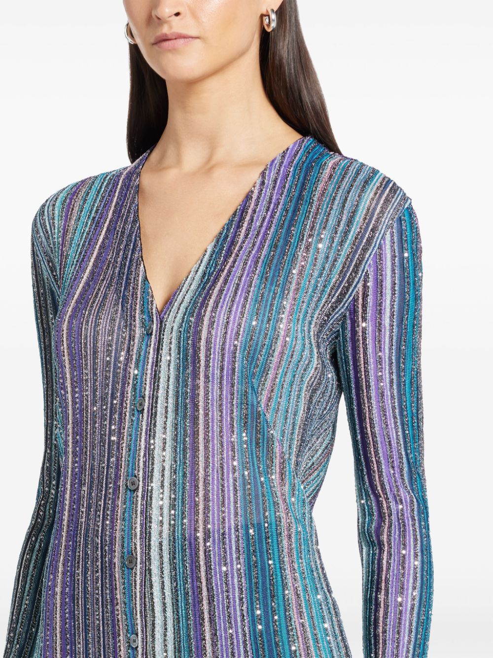 Long ribbed cardigan with sequins